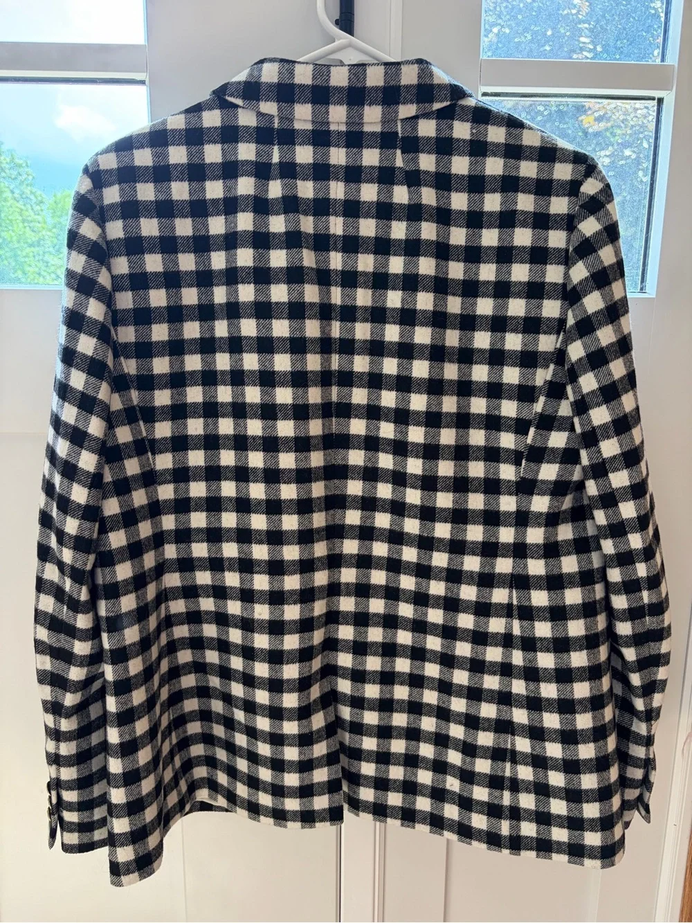 J. Crew Wool blend blazer one button buffalo check black white size 16 classic